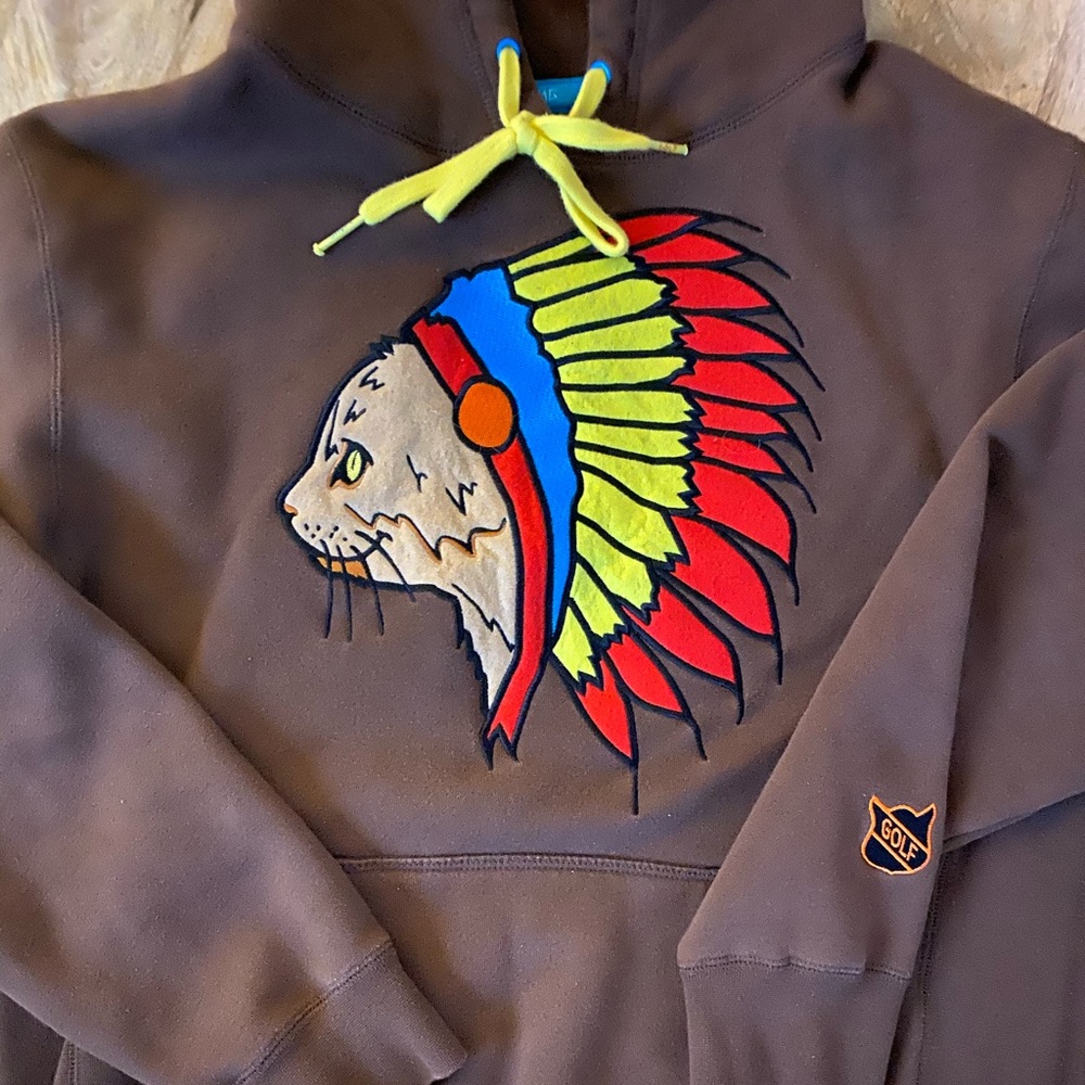 Brown Native Cat Hoodie Medium